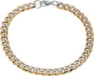 STEELTIME Men's Two Tone 18k Gold Plated Curb Chain Bracelet