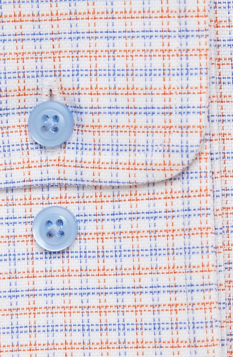 David Donahue Trim Fit Check Stretch Cotton & Linen Dress Shirt, Alternate, color, 