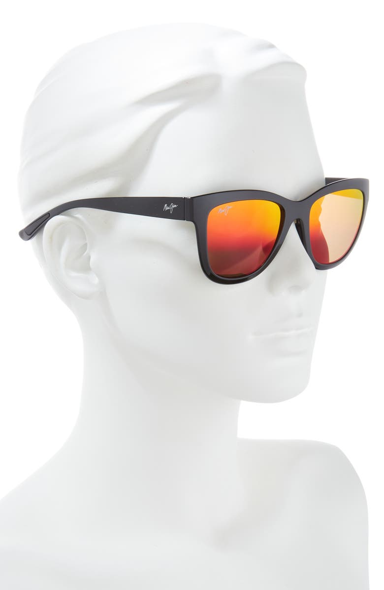 Maui Jim 52mm Cat Eye Sunglasses, Alternate, color, Black Black Lava