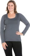 24seven Comfort Apparel Plus Size Solid Long Sleeve Scoop Neck  Womens Tee
