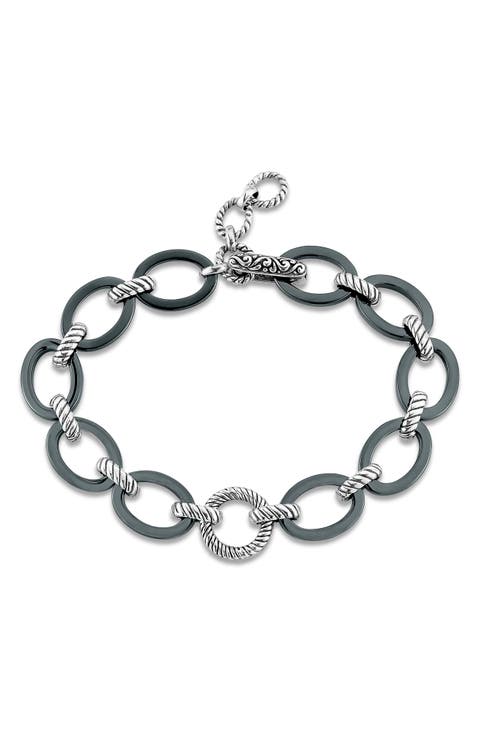 Sterling Silver Ceramic Link Bracelet