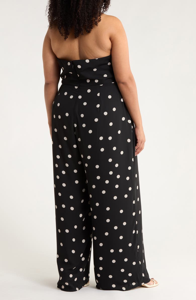 SUGARLIPS Kaline Polka Dot After Hours Halter Jumpsuit, Alternate, color, Ivory-Black-Dot