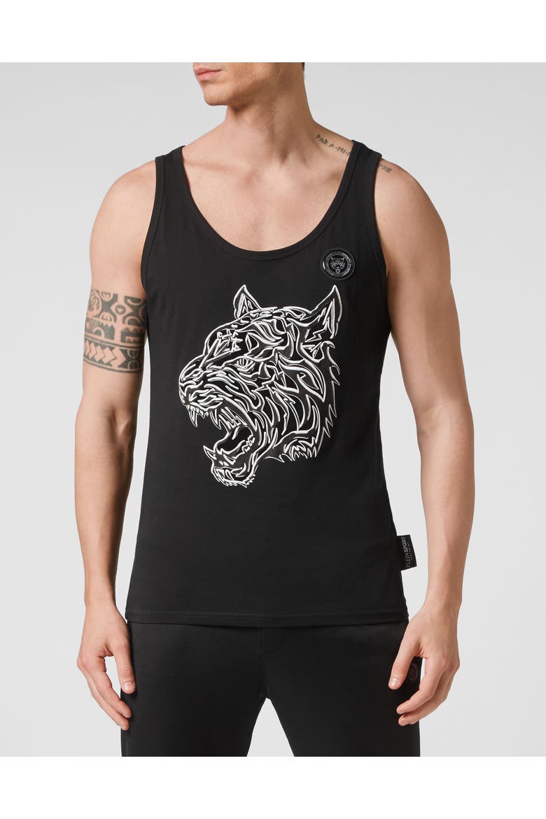 Tank Top Tiger Men, Main, color, black/black
