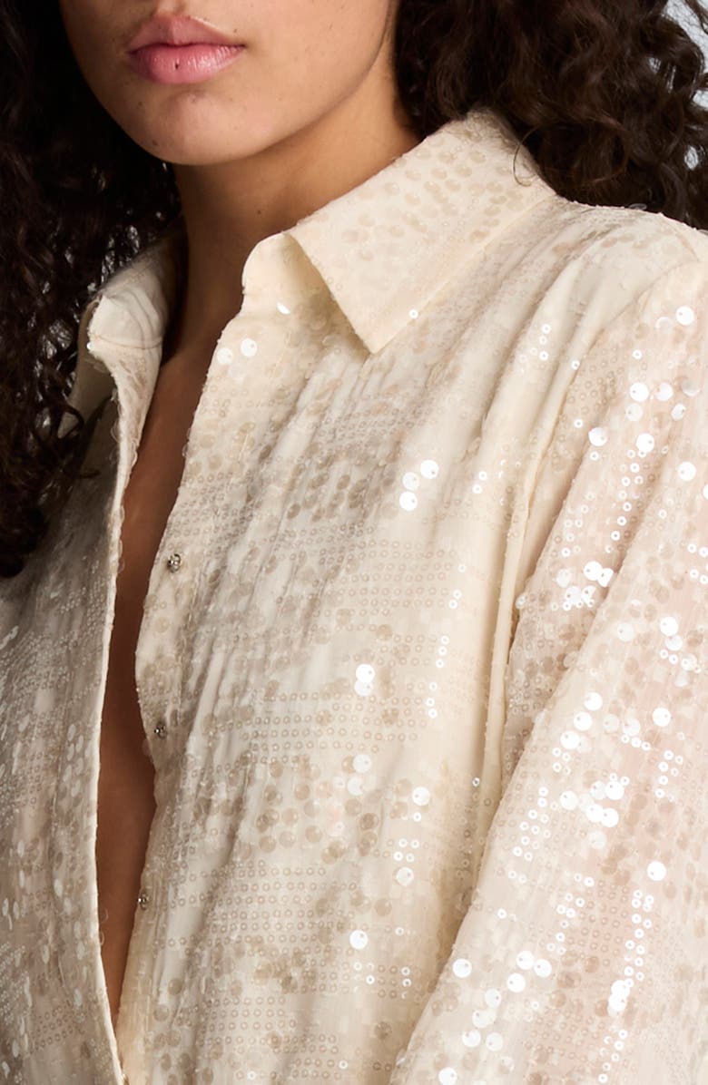 Kenneth Cole Sequin Flare Long Sleeve Mini Shirtdress, Alternate, color,