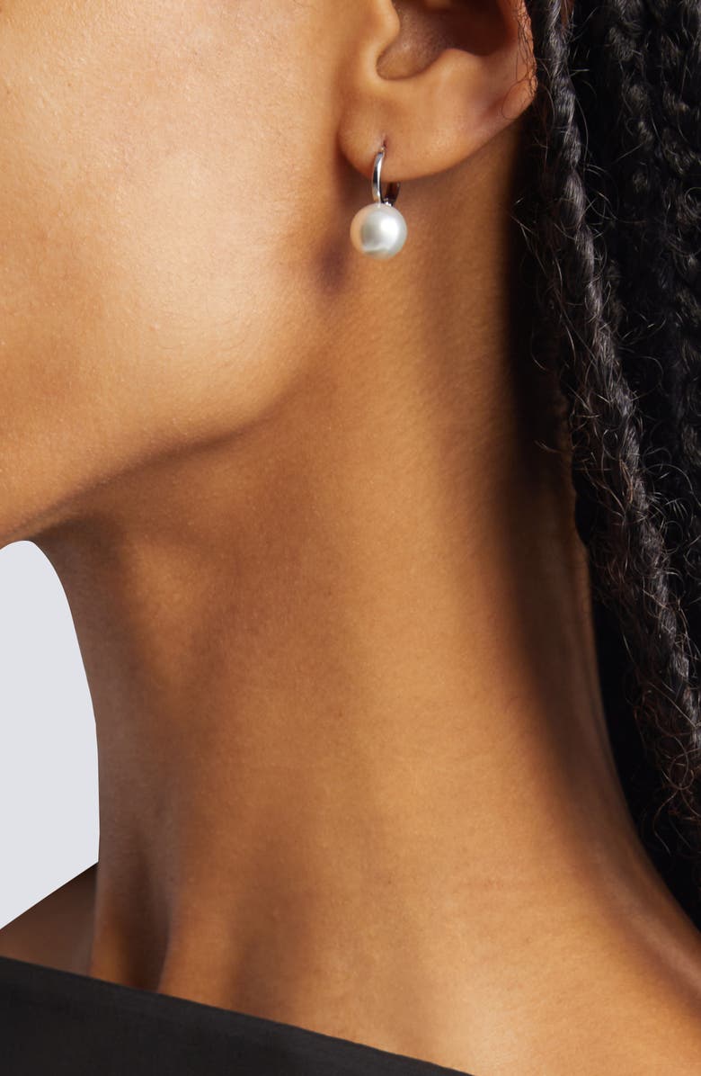 Simone Rocha Small Faux Pearl Hoop Earrings, Alternate, color,