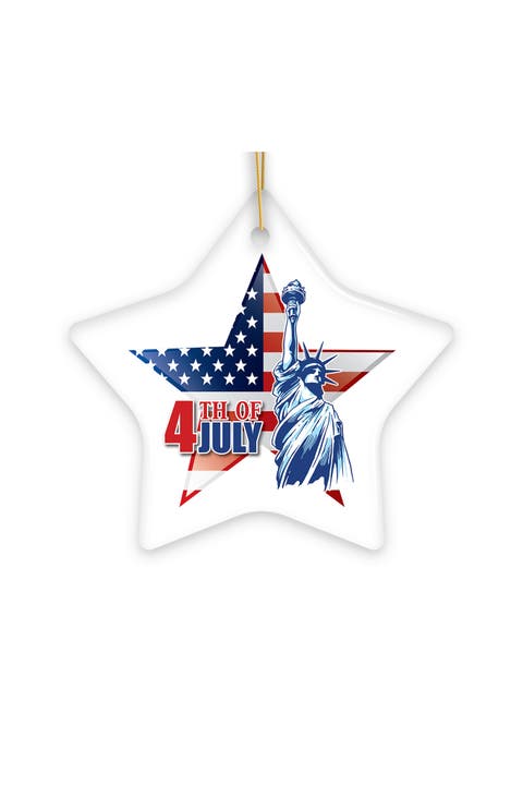 Liberty Star Flag 4th Of July Ceramic Ornament
