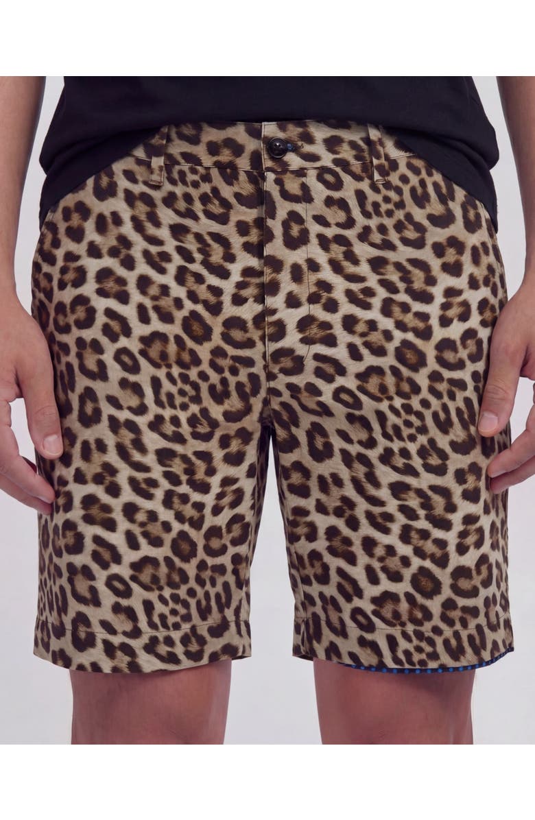 Lords of Harlech Leopard Mens Flat Front Short, Alternate, color, Leopard Brown