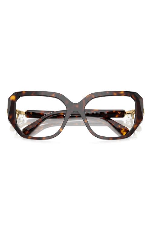 Swarovski 55mm Geometric Optical Glasses In Havana