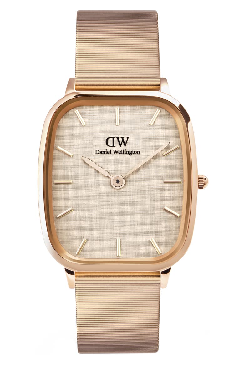 Marlon Linen Wire Bracelet Watch, 32mm x 36mm, Main, color, ROSE GOLD