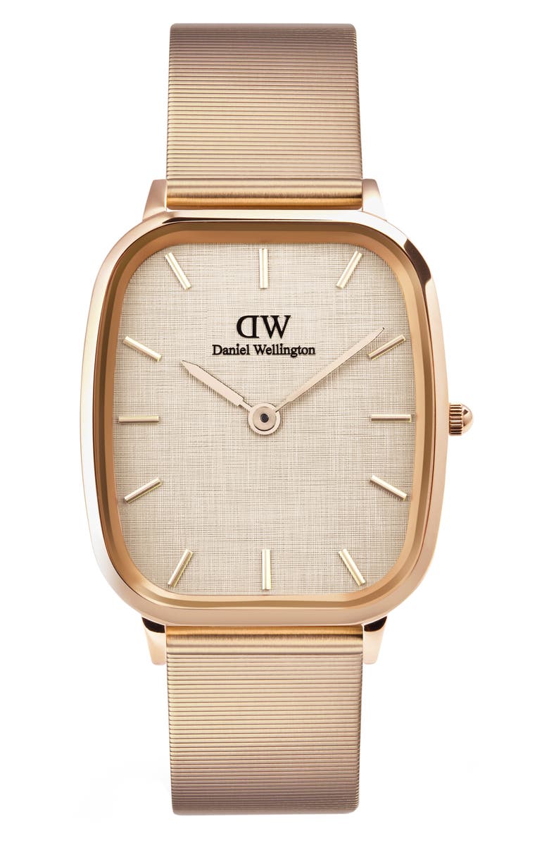 Daniel Wellington Marlon Linen Wire Bracelet Watch, 32mm x 36mm, Main, color, Rose Gold