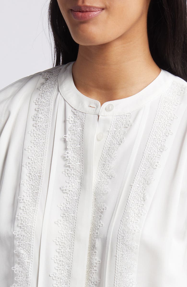 Wit & Wisdom Embellished Cap Sleeve Button-Up Shirt, Alternate, color, Off White