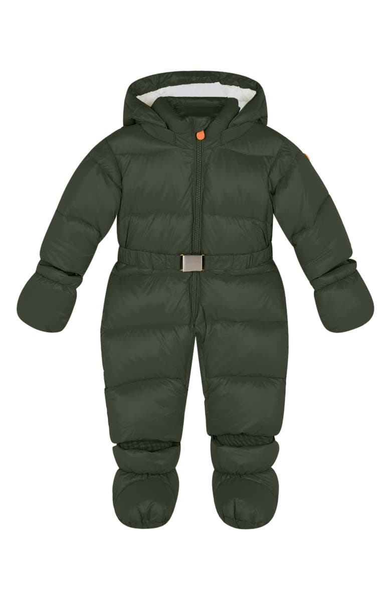 Save The Duck Hooded Quilted Snowsuit with Removable Mittens, Main, color, 