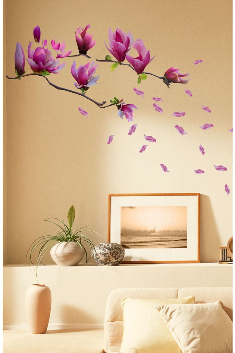 Magnolia Flower Decal Sticker Wall Decoration - Pack of 3, Alternate, color, PINK