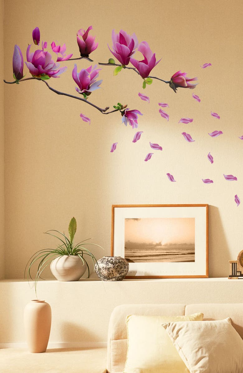 WALPLUS Magnolia Flower Decal Sticker Wall Decoration - Pack of 3, Alternate, color, Pink