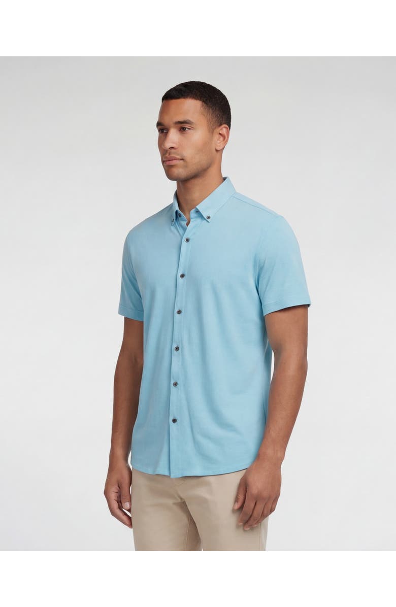 Lords of Harlech Mens Merino Wool Button-up Shirt, Alternate, color, Teal