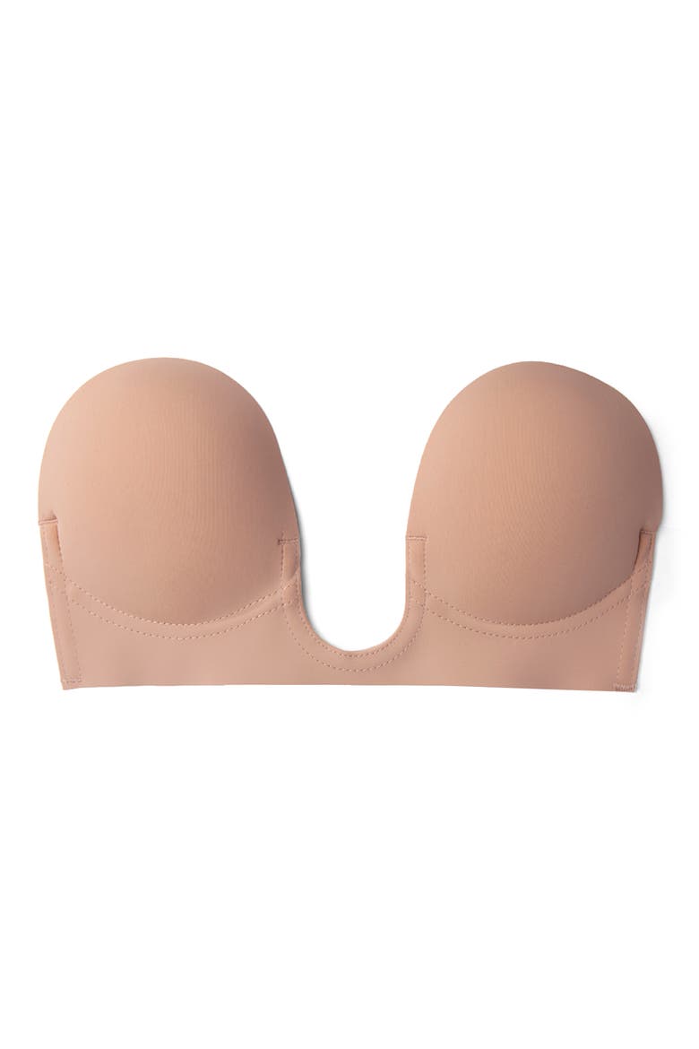 U Plunge Backless Strapless Reusable Adhesive Bra, Main, color, NUDE
