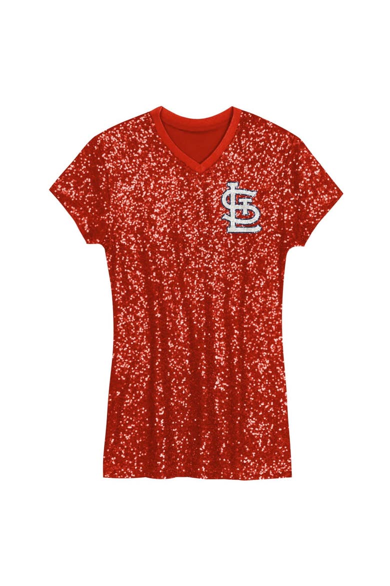 Girls Youth  Red St. Louis Cardinals Sequin V-Neck Dress, Alternate, color, Red