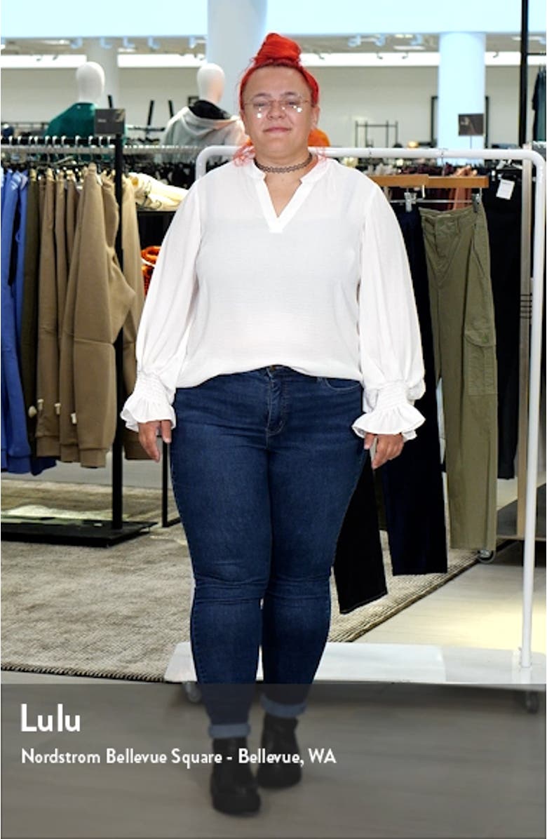 Split Neck Ruffle Cuff Blouse, sales video thumbnail