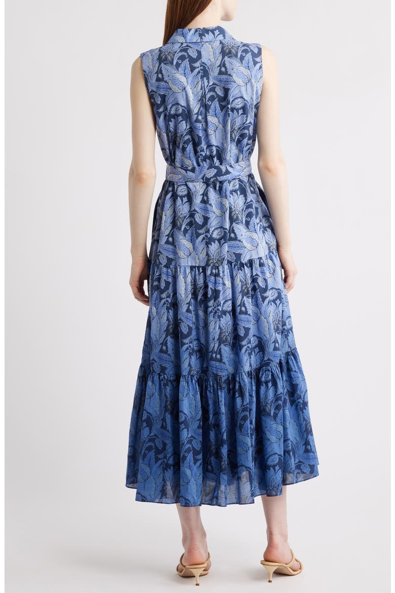 Floral Dip Dye Sleeveless Cotton Shirtdress, Alternate, color, BLUE MULTI