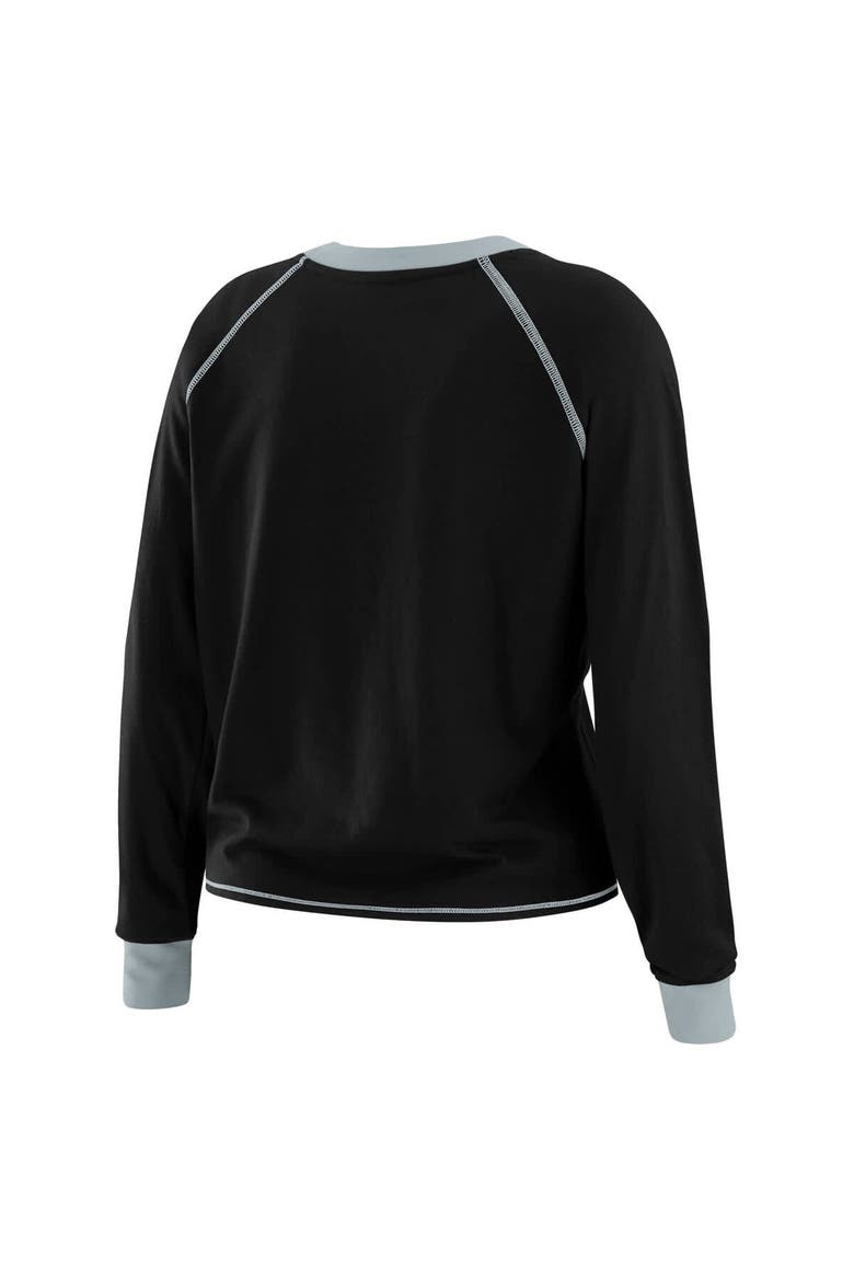 Women's WEAR by Erin Andrews Black Las Vegas Raiders Tie-Front Long Sleeve T-Shirt, Alternate, color, Black