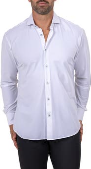 Maceoo Eins Shaped Fit Marthy3008 White Knit Button-Up Shirt