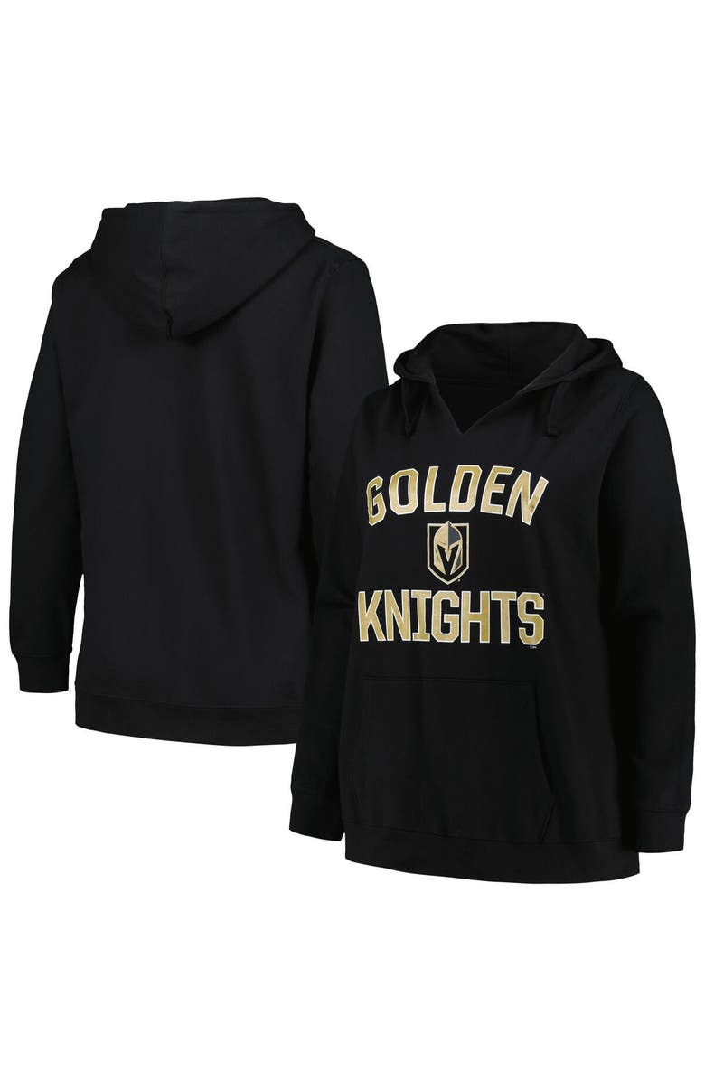 PROFILE Women's Profile Black Vegas Golden Knights Plus Size Arch Over Logo Pullover Hoodie, Main, color, Black