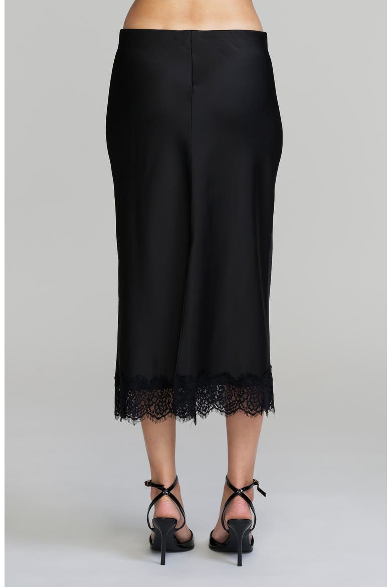 Satin Lace Hem Skirt, Alternate, color, BLACK