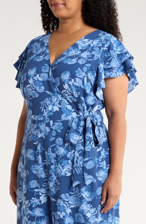 Sugarlips Bary Floral Tiley Wide Leg Jumpsuit In Blue