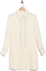 Rebecca Taylor Pleated Silk Long Sleeve Dress