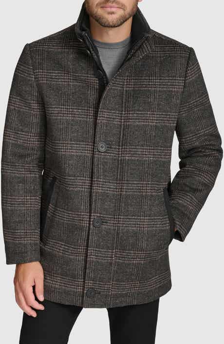 Andrew Marc Dorsey Plaid Wool Blend Car Coat