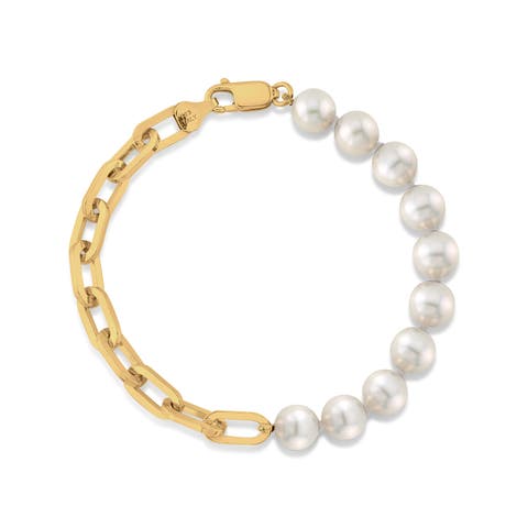 Freshwater Pearl & Chain Bracelet 7mm