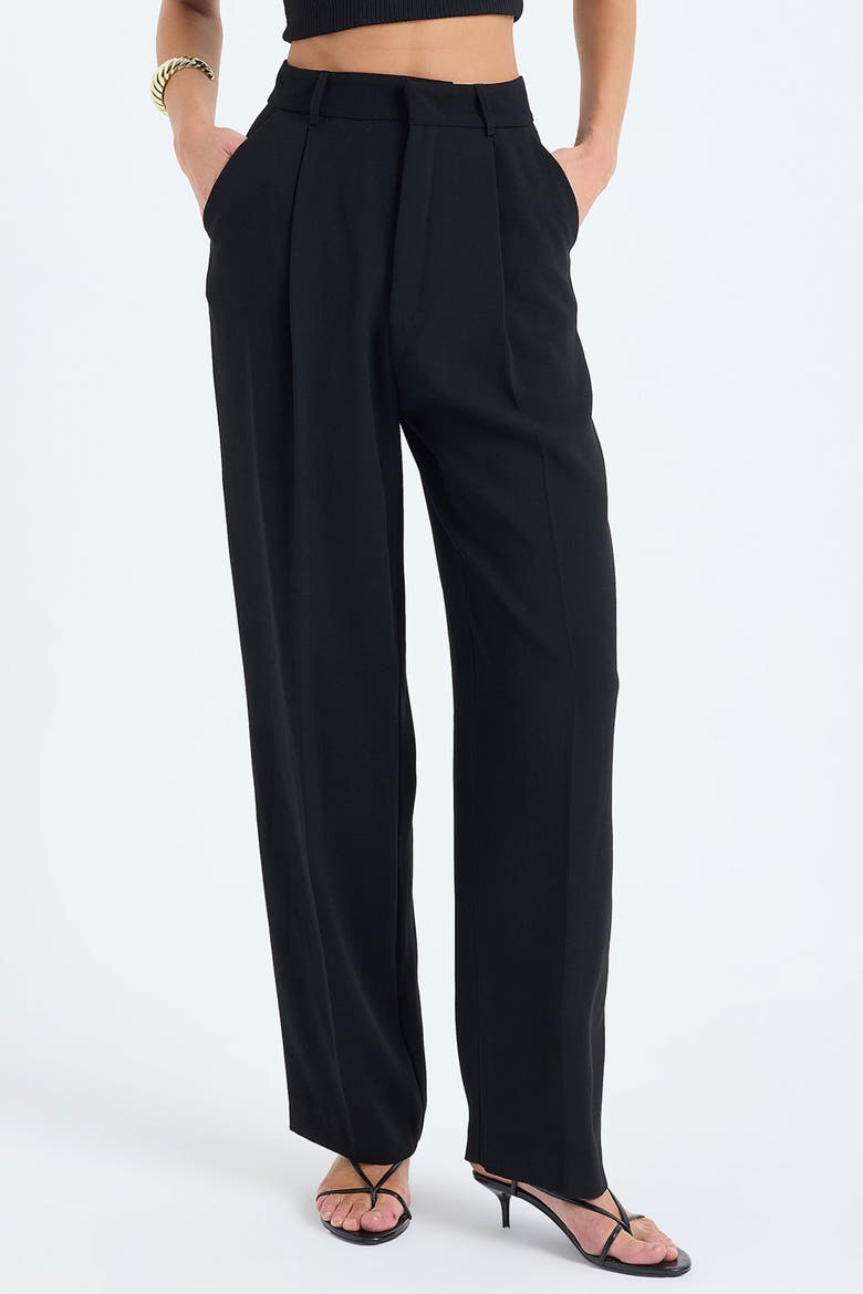 Nevara High-Waist Wide-Leg Palazzo Trousers, Main, color, Black