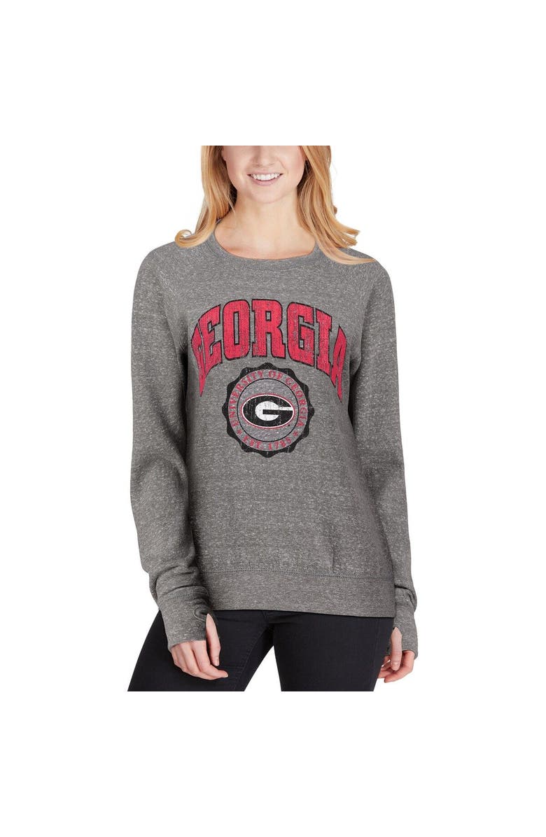 PRESSBOX Women's Pressbox Heathered Gray Georgia Bulldogs Edith Vintage Knobi Pullover Sweatshirt, Alternate, color, 