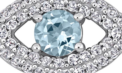 Delmar Blue Topaz & Lab Created White Sapphire Evil Eye Stud Earrings In Blue