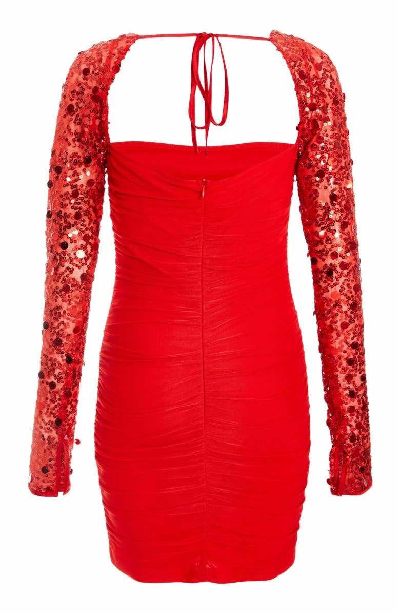QUIZ Mesh Sequin Sleeve Bodycon Dress, Alternate, color, 