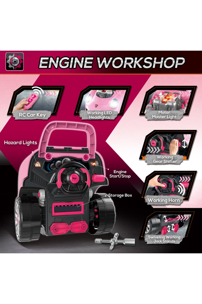 Mechanic Kids Truck Engine Toy Set, Alternate, color, Pink