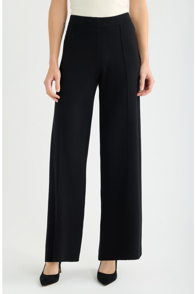 Wide Leg Sweater Knit Pants, Main, color, BLACK