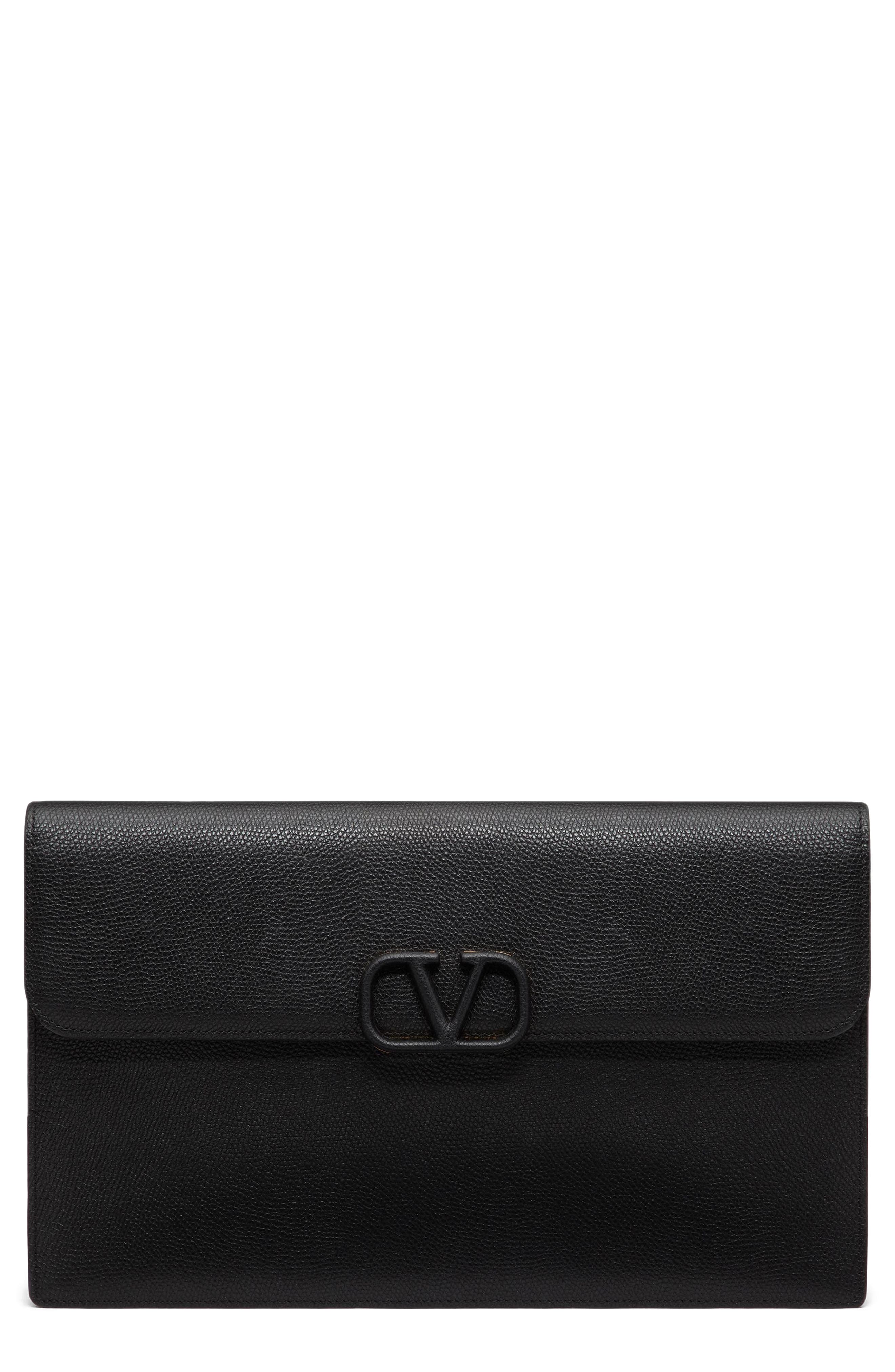 Valentino Garavani Large VLOGO Leather Pouch, Main, color, 