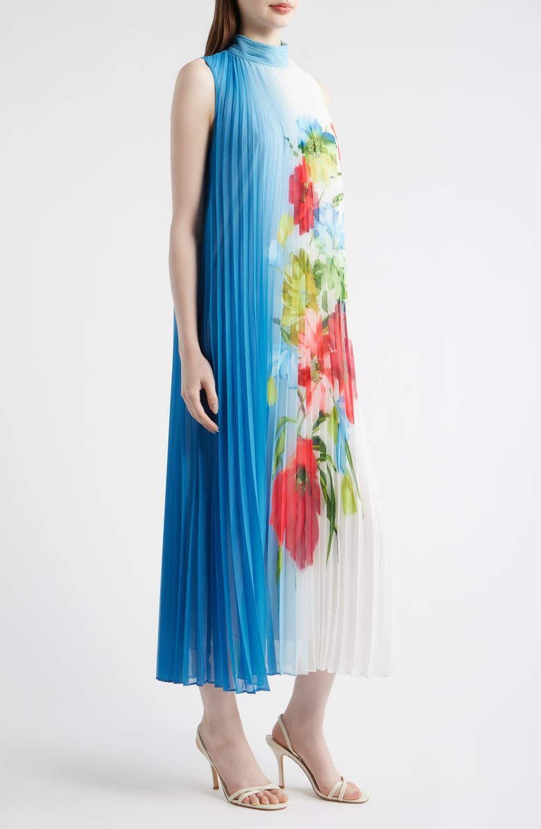 Elie Tahari The Reilley Pleated Maxi Dress, Alternate, color, Bloom Print
