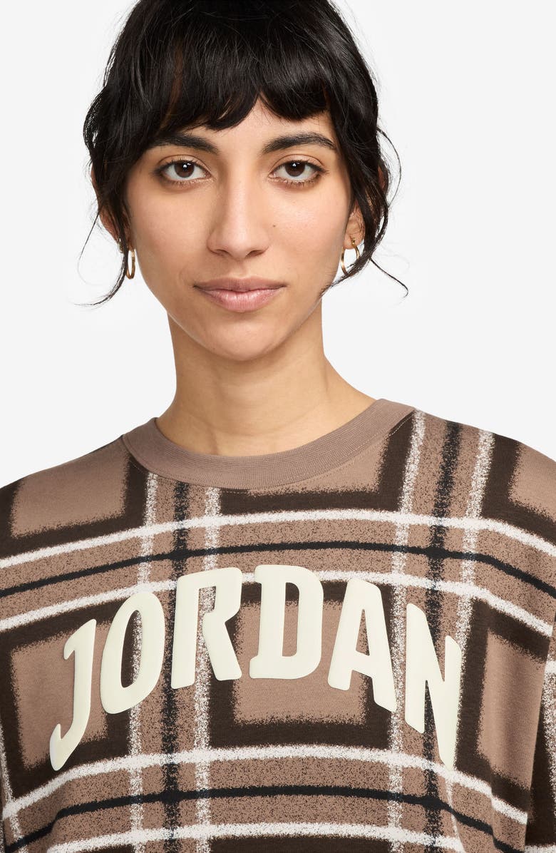 Jordan Brooklyn Plaid Oversize Crewneck Sweatshirt, Alternate, color,