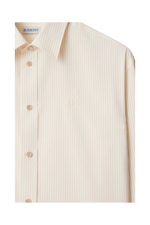Burberry Striped Silk Shirt In Clam