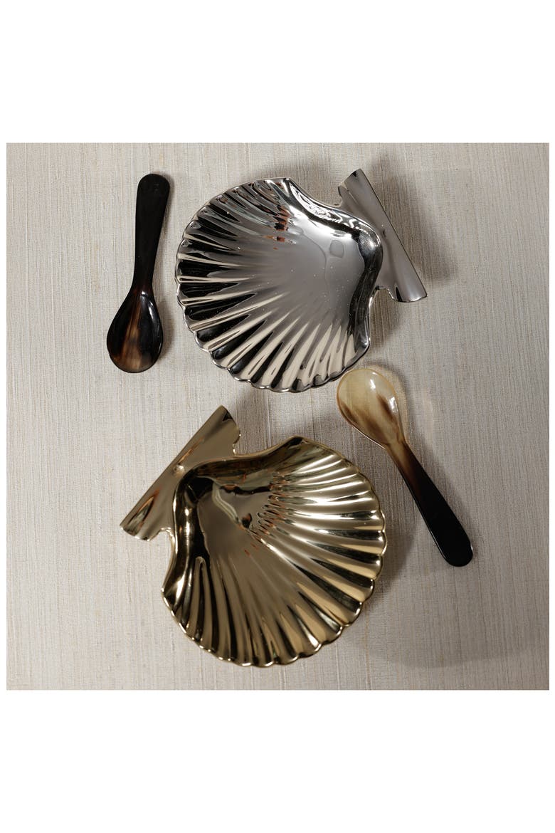 Set of 4 Horn Condiment & Caviar Spoons, Alternate, color, MULTICOLOR OF EARTH TONES