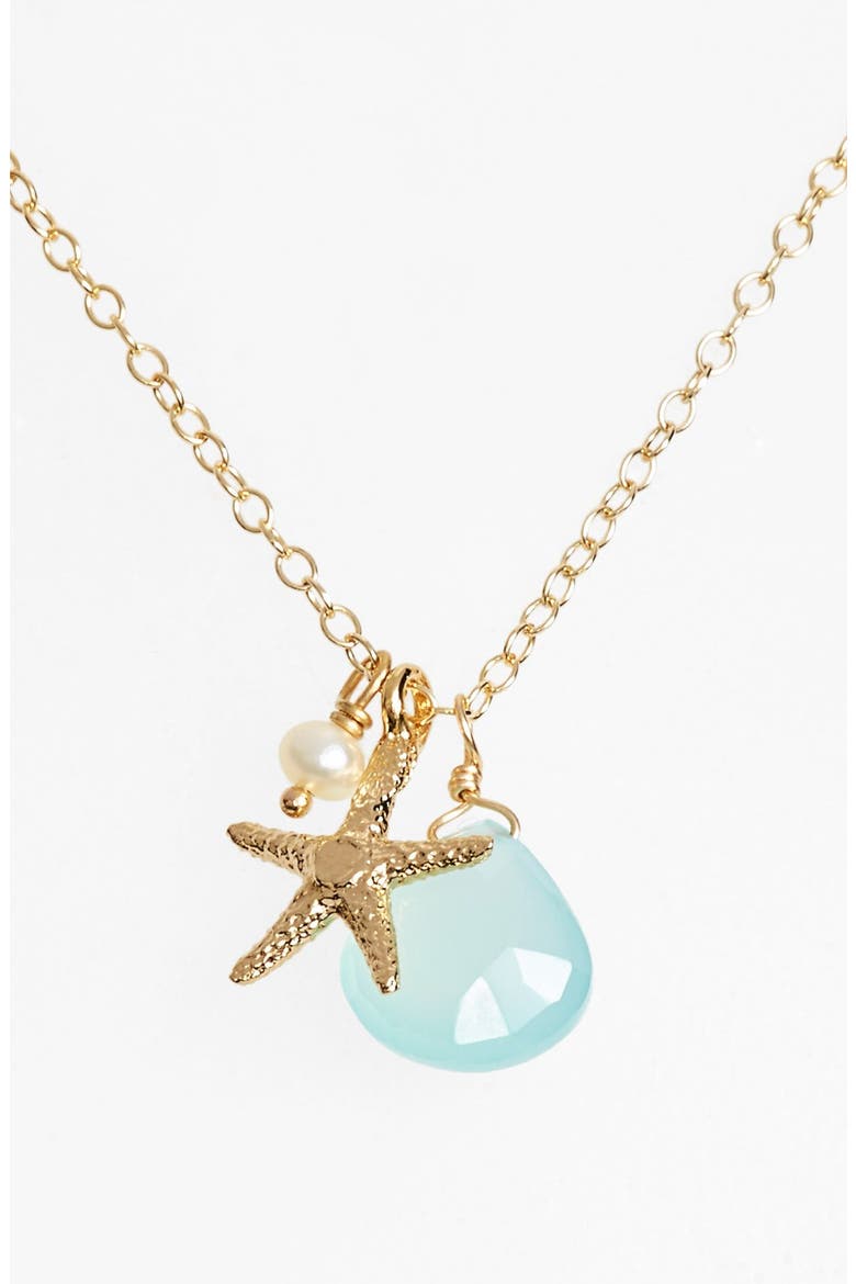 Sea Star Cluster Pendant Necklace, Main, color, GOLD