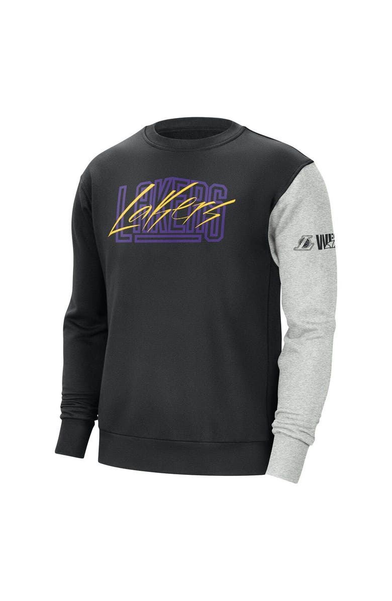 Nike Men's Nike Black/Heather Gray Los Angeles Lakers Courtside Versus Force & Flight Pullover Sweatshirt, Alternate, color, Black