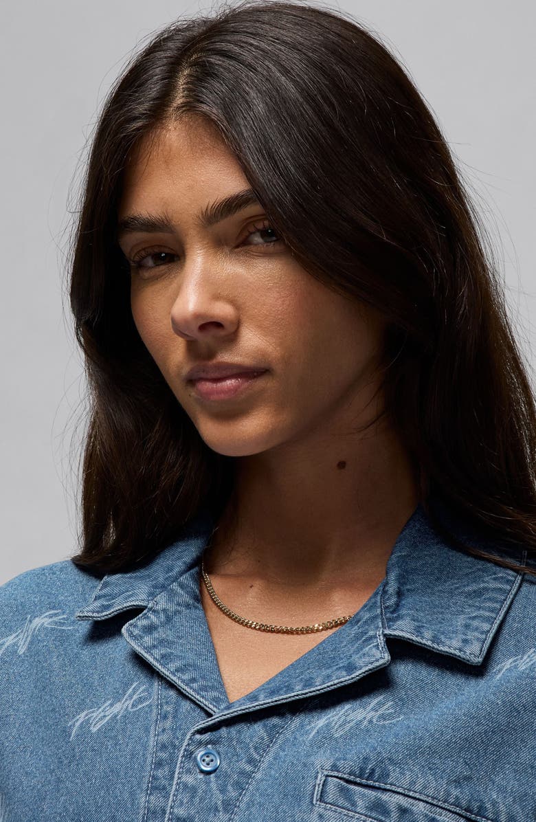 Jordan Short Sleeve Denim Button-Up Shirt, Alternate, color, 