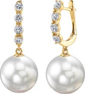 The Pearl Source White South Sea Pearl & Diamond Belle Earrings