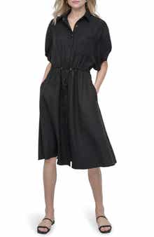 DKNY Puff Sleeve Midi Shirtdress
