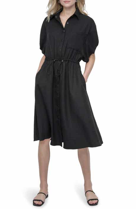 DKNY Puff Sleeve Midi Shirtdress