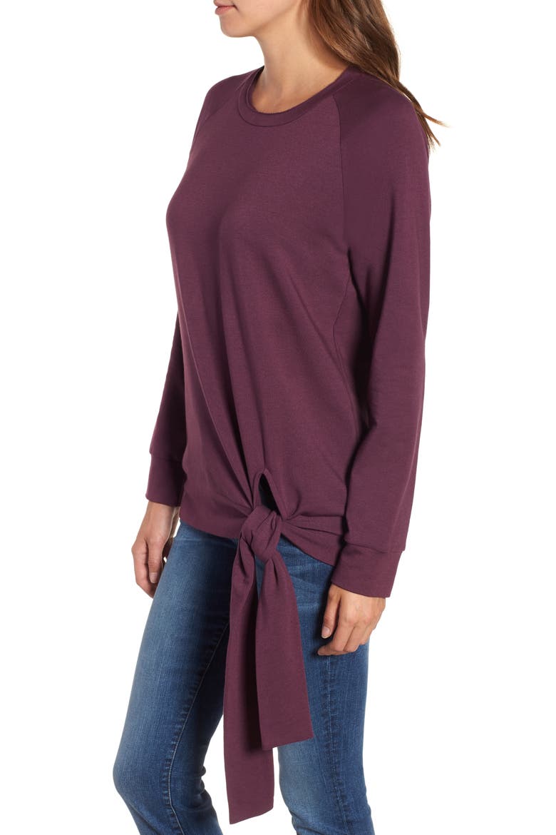 Tie Knot Sweatshirt, Alternate, color, PURPLE POTENT