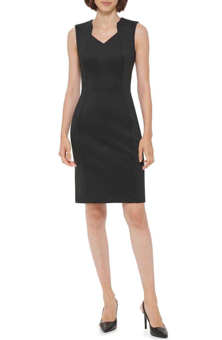 Calvin Klein Sleeveless Scuba Knit Sheath Dress, Main, color,